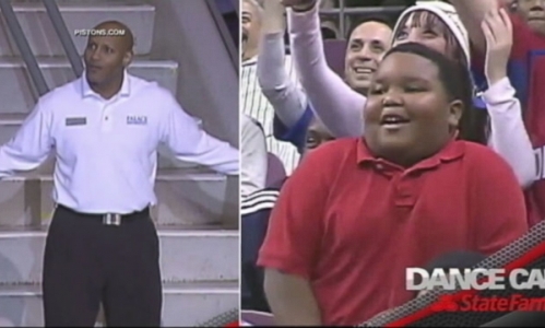 Dancing usher NBA fan